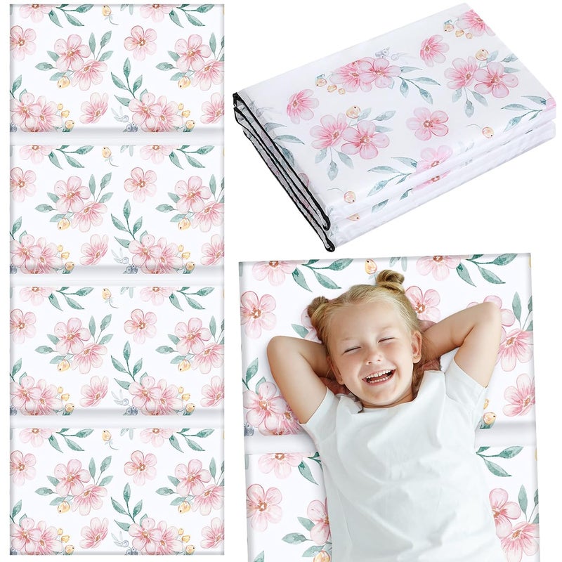 Shellwei Vinyl Nap Mat for Kids Preschool Daycare 52 x 20 x 1'' Kids Sleeping Folding Rest Mat for Toddler Boys Girls Baby Classroom Home Travel(Flower) - Image 1